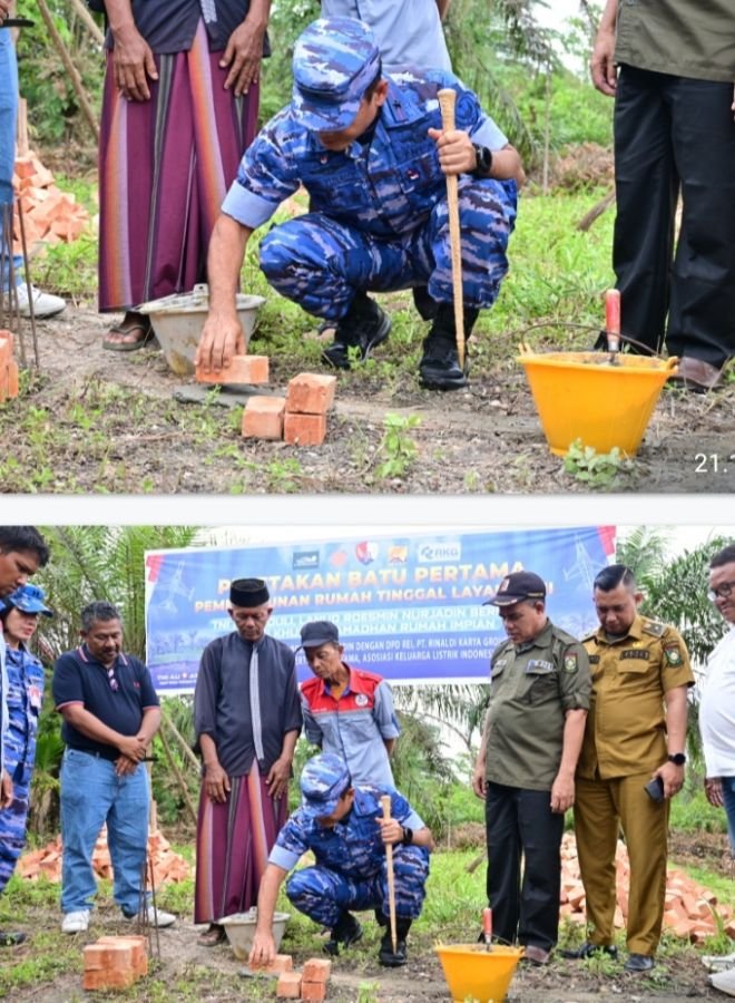 Damuri Saksikan Danlanud Roesmin Nurjadin Letakan Batu Pertama Untuk Rumah Tinggal Layak Huni