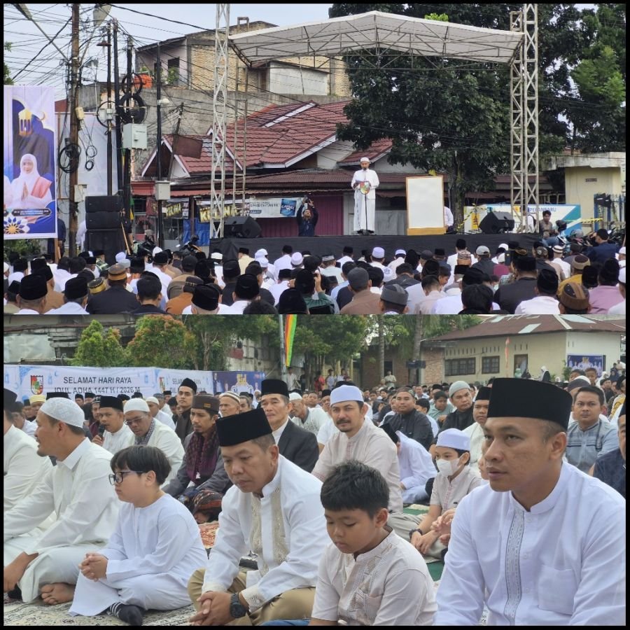 Dandim 0301/Pekanbaru dan Ketua Persit KCK Cab L Hadiri Shalat Ied Idul Adha 1447 H