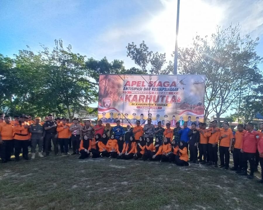 Dandim 0313/KPR Diwakili Danramil 01/Bangkinang Hadiri Apel Gelar Pasukan Kesiapsiagaan Karhutla Kam