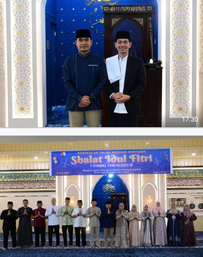 Danlanud Roesmin Nurjadin dan Ratusan Jamaah Laksanakan Shalat Idul Fitri 1446 H di Masjid Amrullah