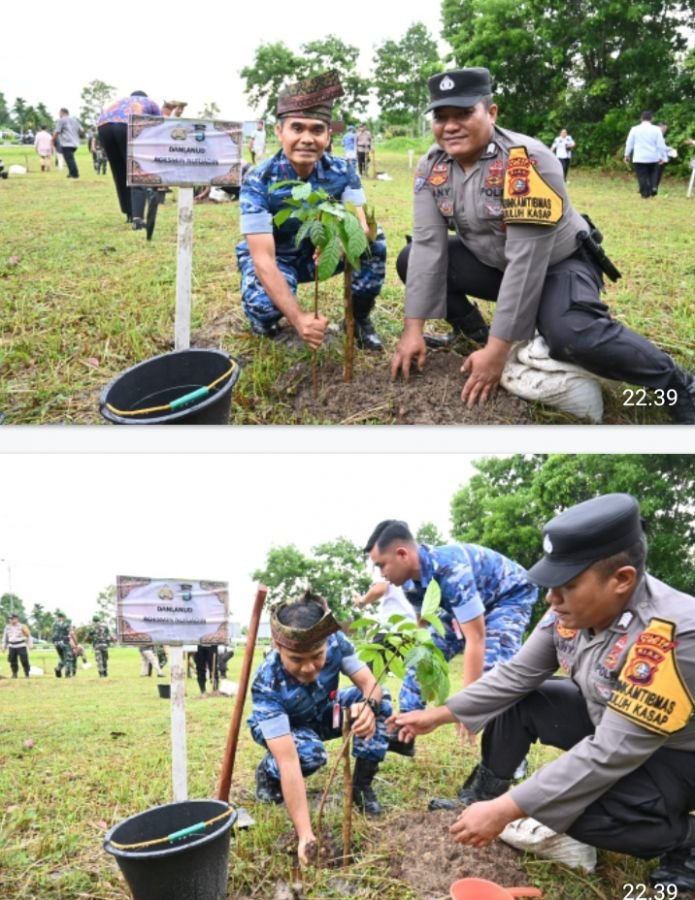 Danlanud Roesmin Nurjadin Hadiri Penanaman Lahan Kritis di Kawasan Bandara Pinang Kampai