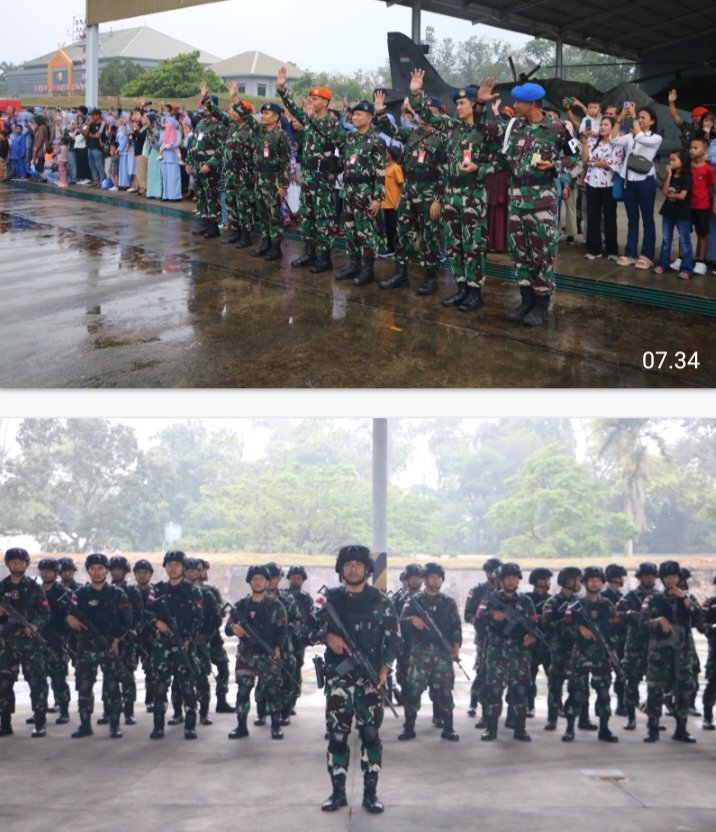 Danlanud Roesmin Nurjadin Lepas Satgas Pamtas RI-PNG dari Yonko 462 dan Denhanud 475 Kopasgat