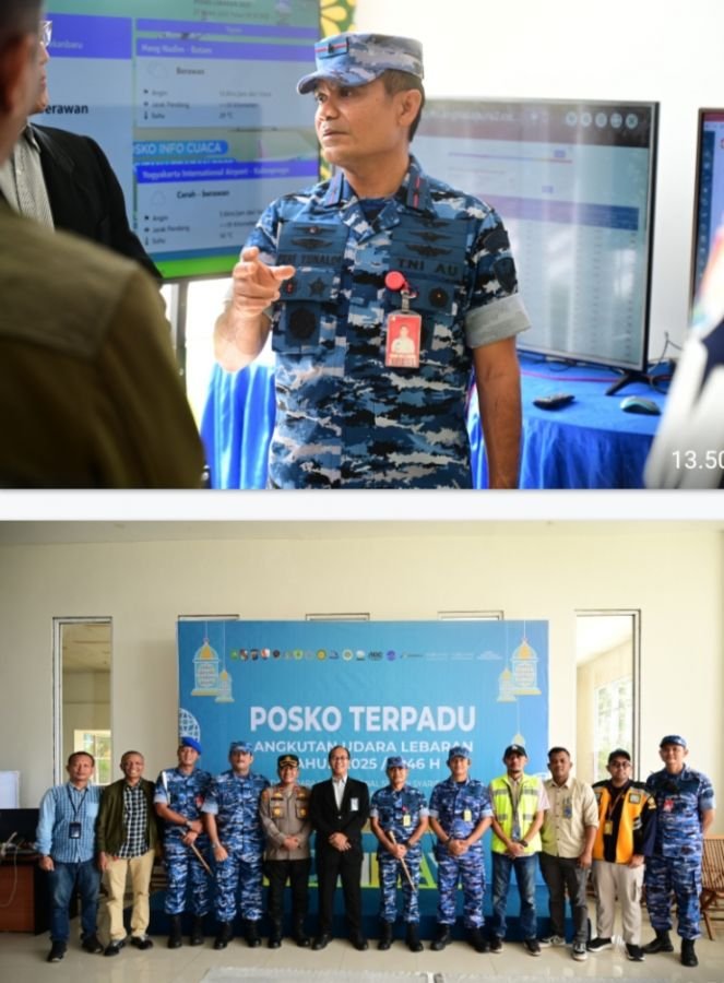Danlanud Roesmin Nurjadin Tinjau Posko Monitoring Angkutan Udara Lebaran 1446 H di Bandara SSK II 