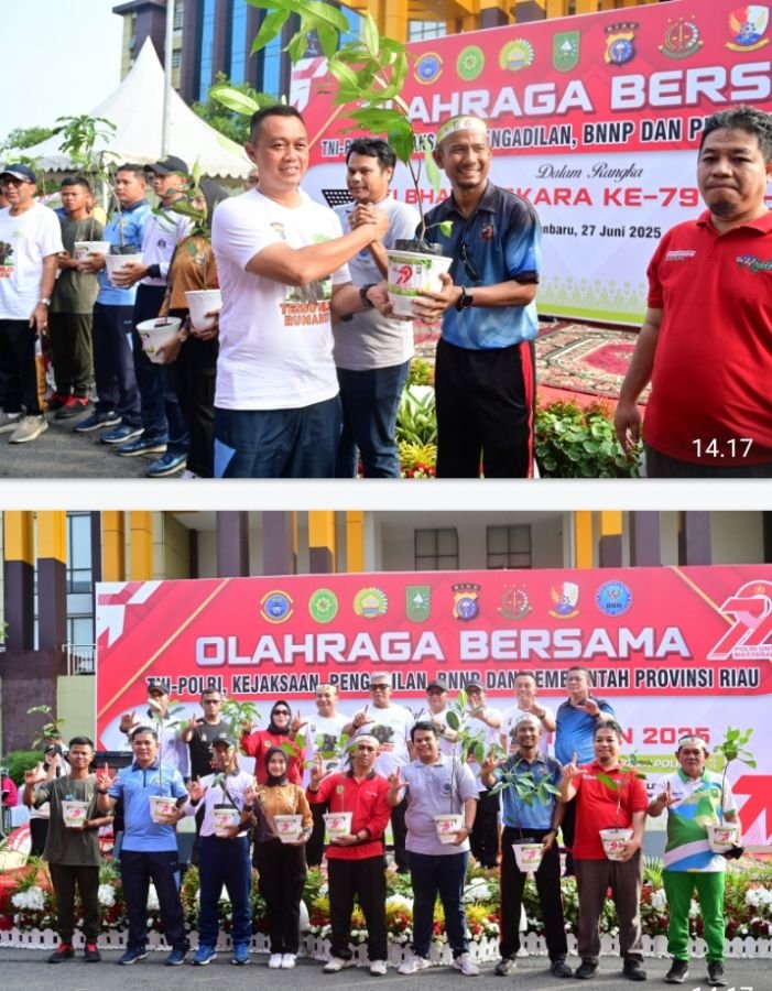 Danlanud RSN Bersama Forkopimda Riau Ikut Semarakkan Olahraga Bersama Hari Bhayangkara ke-79