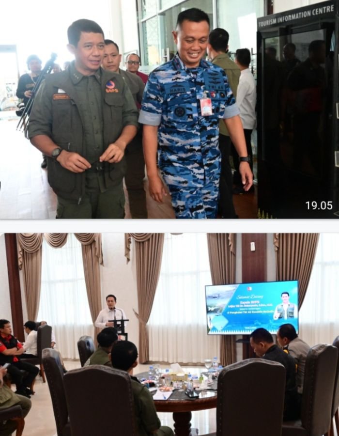 Danlanud RSN dan Forkopimda Riau Sambut Kepala BNPB, Bahas Penanganan Karhutla dari Udara