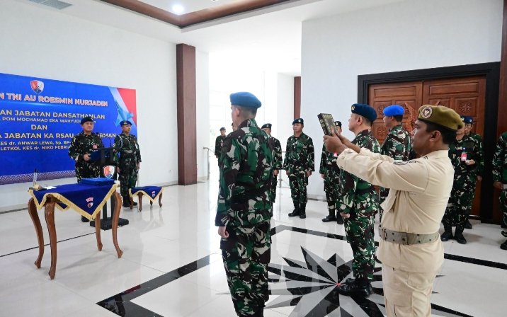 Danlanud RSN Pimpin Upacara Penyerahan Jabatan Dansathanlan dan Sertijab Ka RSAU dr. Sukirman