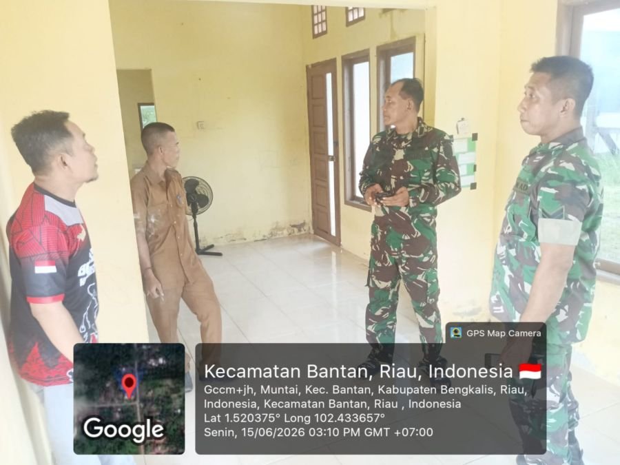 Danramil 01/Bengkalis Tinjau Bangunan yang Akan Digunakan Pasukan Pulau Terluar di Desa Muntai