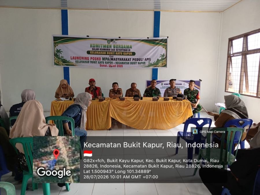 Danramil 02/Bukit Kapur Hadiri Launching Posko MPA, Perkuat Sinergi Pencegahan Karhutla dan Keamanan