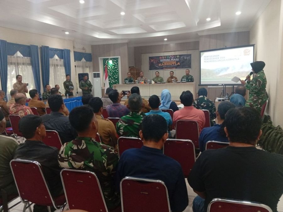 Danramil 03/Senapelan Hadiri Sosialisasi Pencegahan Karhutla Bersama Tim Penyuluh MABES TNI