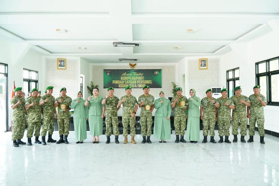 Danramil 03/Tempuling Hadiri Korps Raport Pindah Satuan Personel Kodim Inhil