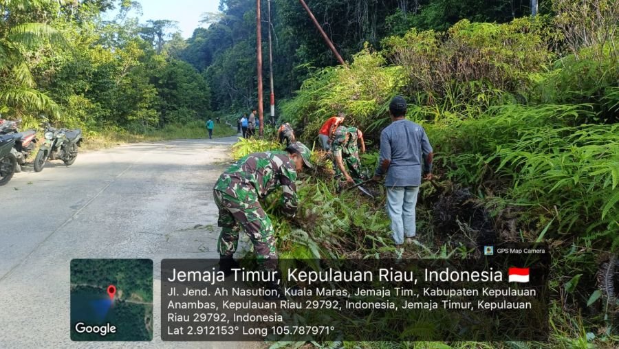 Danramil 04/Letung dan Anggota Gelar Gotong Royong Gerakan Indonesia ASRI di Kuala Maras