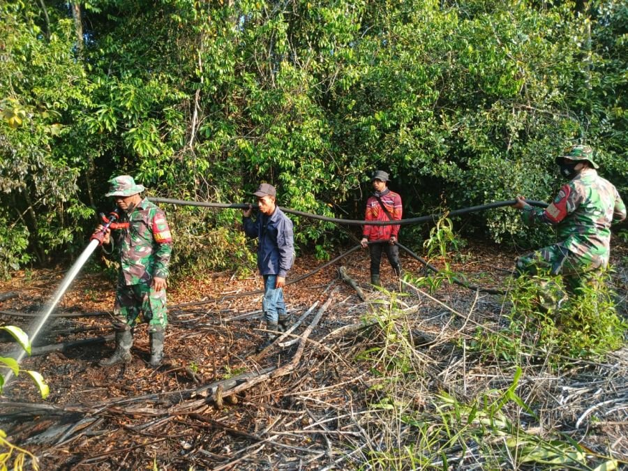 Danramil 05/Bukit Batu Kerahkan Personel, Karhutla di Lubuk Gaung Ditangani