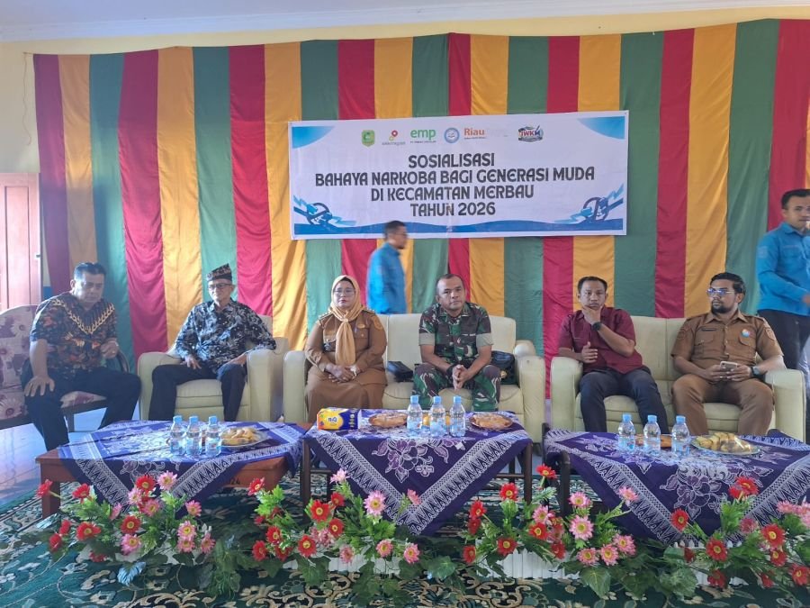Danramil 06/Merbau Menghadiri Sosialisasi Bahaya Narkoba Bagi Generasi Muda Di Gedung SMK Negeri 1 M