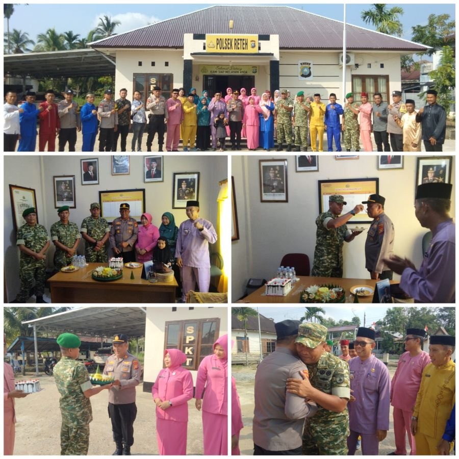 Danramil 07/Reteh Bersama Forkopimcam Ucapkan Selamat HUT Bhayangkara ke-80 ke Polsek Reteh