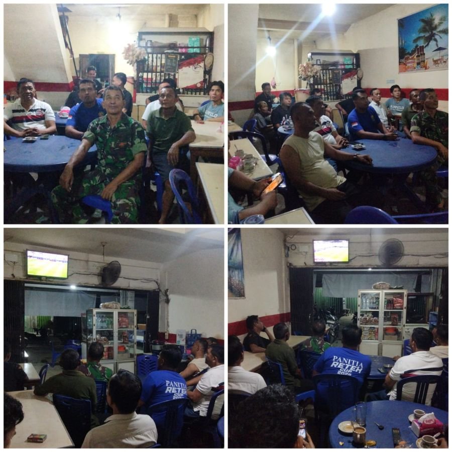 Danramil 07/Reteh dan Kapolsek Bersama Masyarakat Nobar Piala Dunia 2026, Eratkan Kekompakan