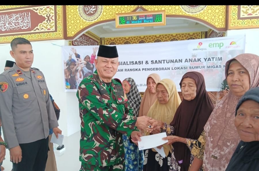Danramil 09/Langgam Hadiri Syukuran dan Santunan Pengeboran Sumur NS-10 EMP di Langgam