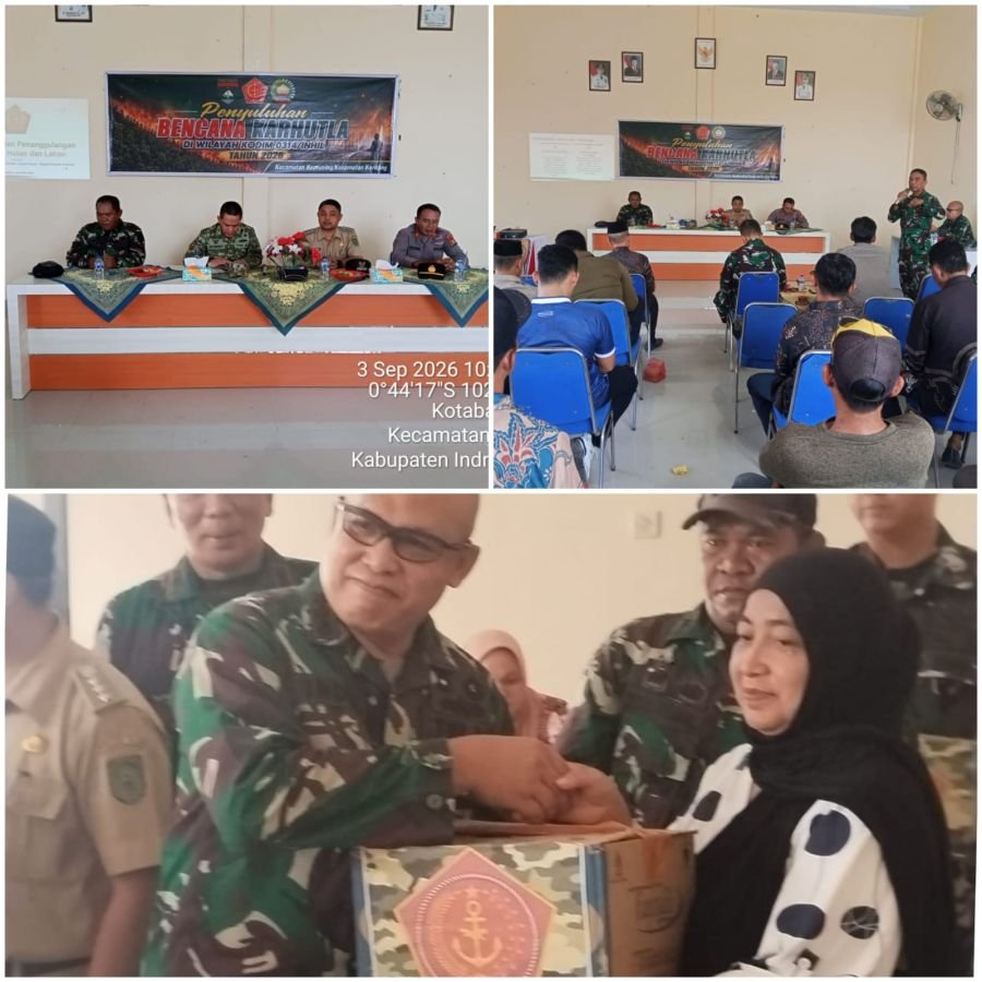 Dari Penyuluhan Karhutla Hingga Bantuan Sosial, Tim Mabes TNI Turun Langsung ke Kec. Keritang Inhil