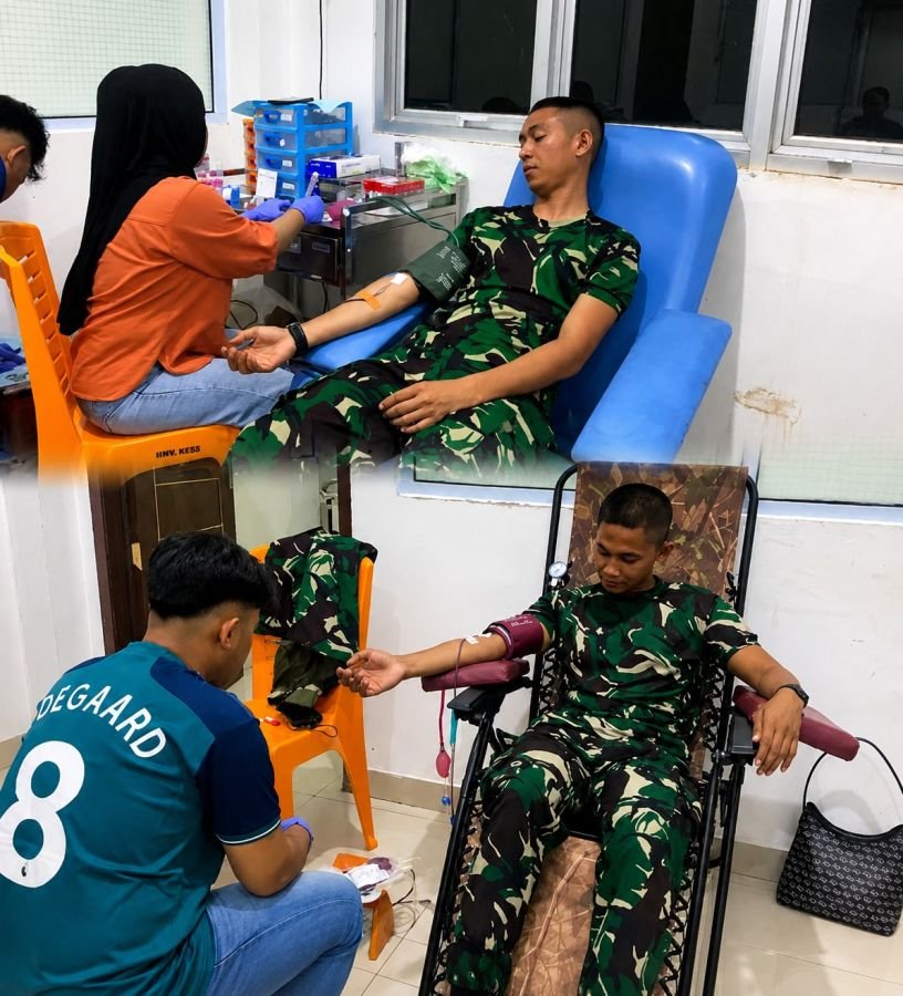 Demi Selamatkan Anak Pasien, Yonif TP 898/PC Penuhi Permintaan Donor Darah Tengah Malam
