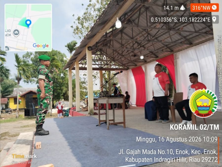Demi Suksesnya Upacara 17 Agustus, Babinsa Koramil 02/TM Latih Petugas di Enok