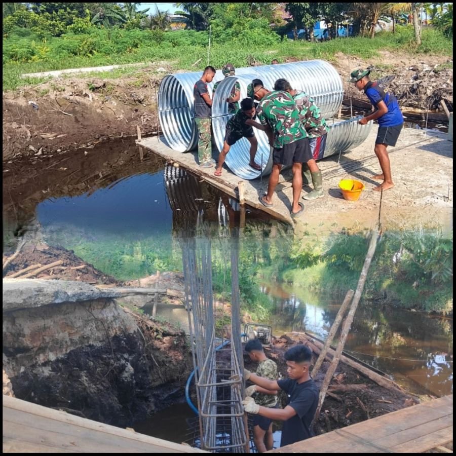 Di Hari Raya Idul Adha, Kodim 0301/Pekanbaru Tetap Hadir Bangun Infrastruktur Masyarakat