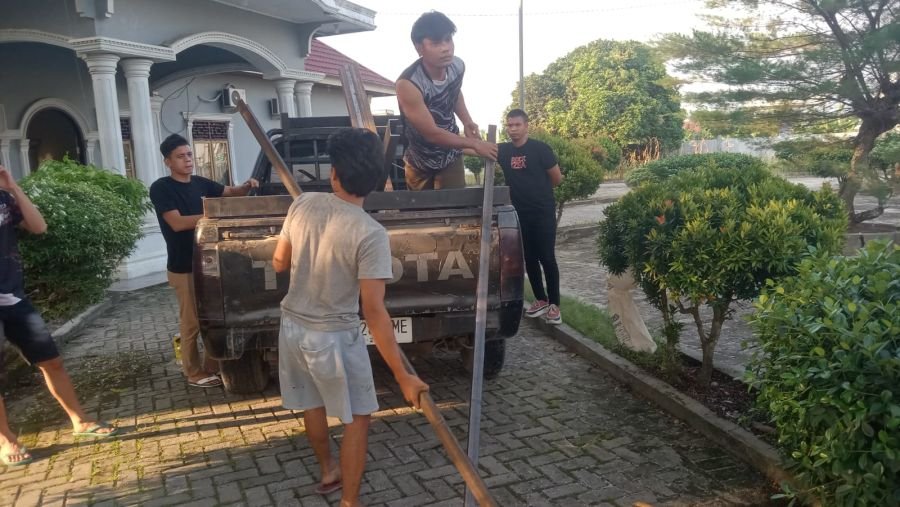 Distribusi Material Jembatan Gantung Garuda Tahap III Terus Berjalan, Kodim 0302/Inhu Percepat penge