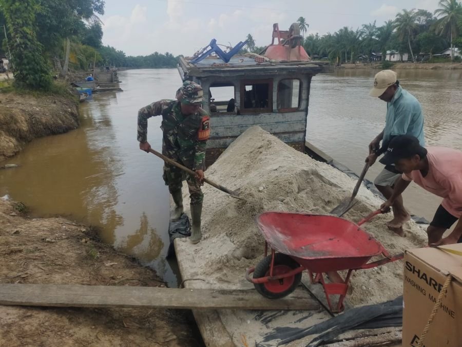 Distribusi Material Melalui Jalur Sungai Terus Digenjot, Pembangunan Jembatan Garuda Berjalan Sesuai