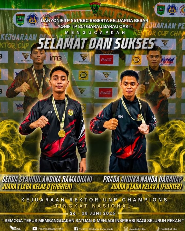 Dua Prajurit Yonif TP 851/BBC Borong Medali di Kejuaraan Nasional UNP Champions