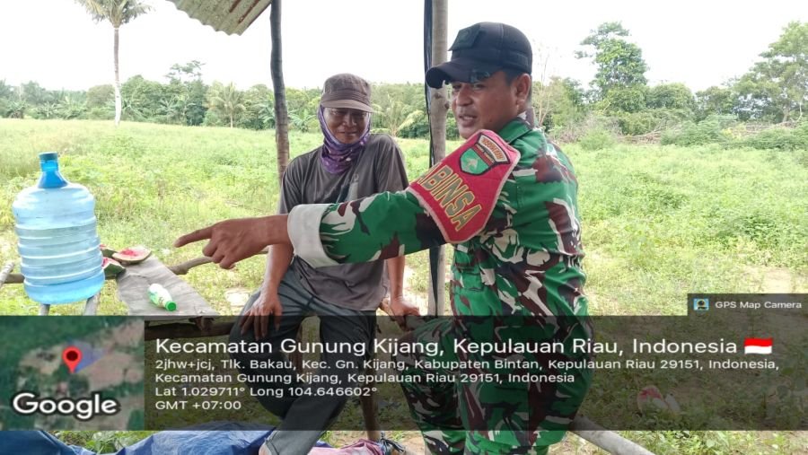 Dukung Hasil Panen, Babinsa Teluk Bakau Tinjau Langsung Petani Semangka