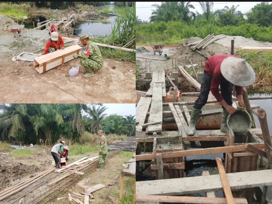 Dukung Mobilitas Warga, Babinsa Bersama Masyarakat Kebut Pembangunan Jembatan Garuda di Pekaitan