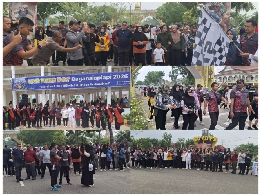 Gandeng Bupati dan Dandim 0321, Anggota Koramil 01/Bangko Jalan Santai Bareng Warga di CFD Rohil
