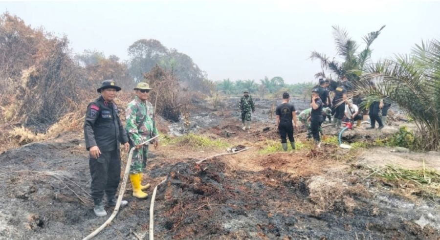 Gempur Karhutla, Sinergi TNI-Polri dan Tim Gabungan Padamkan 5 Hektar Lahan Gambut di Sinaboi