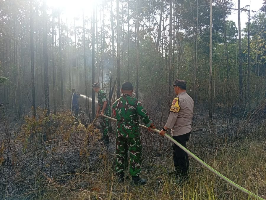 Gerak Cepat Babinsa dan Tim Gabungan Jinakkan Karhutla di Payung Sekaki