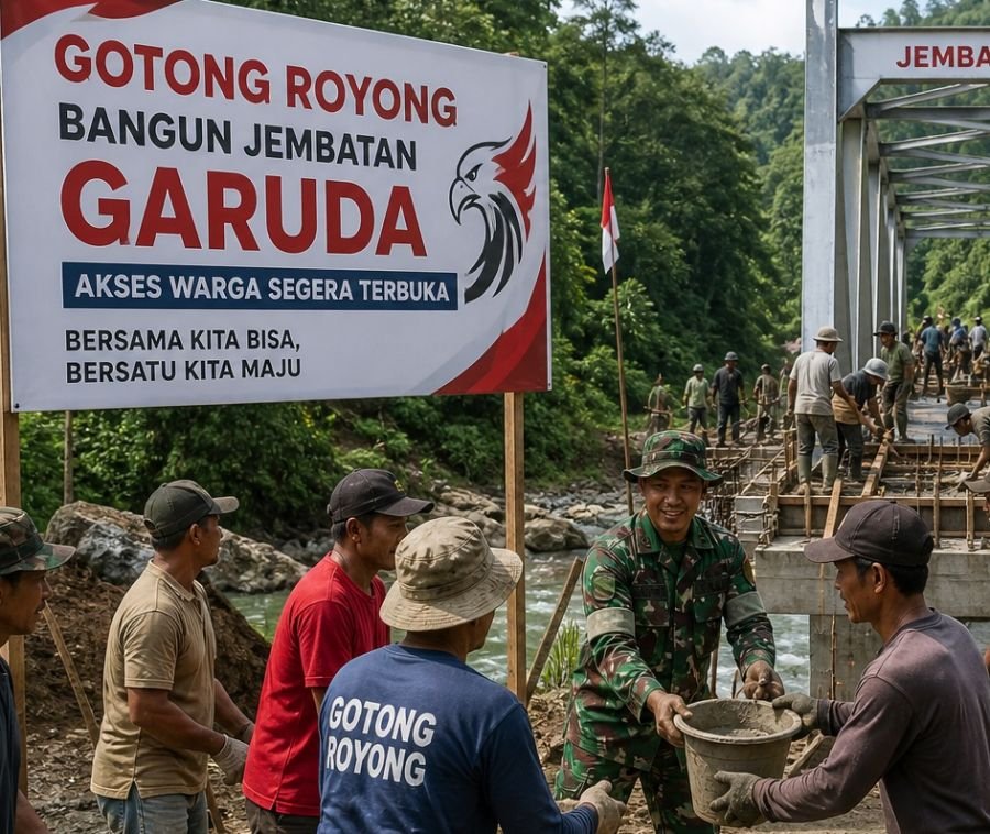 Gotong Royong Bangun Jembatan Garuda, Akses Warga Segera Terbuka