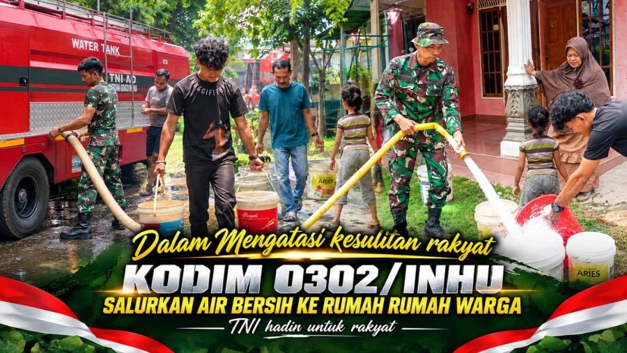 Kekeringan Melanda, Kodim Inhu Kirim 2.000 Liter Air ke Warga