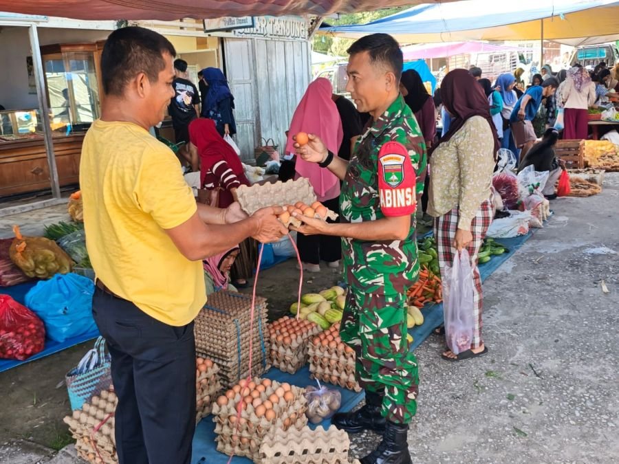 Harga Sembako Dipantau Ketat, Babinsa Sisir Pasar Bunut
