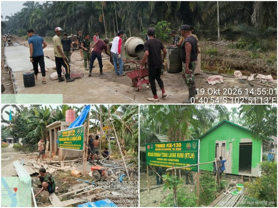 Hari ke-7 TMMD ke-130 Kodim 0314/Inhil, Semenisasi Jalan di Kuala Lemang Capai 48 Persen