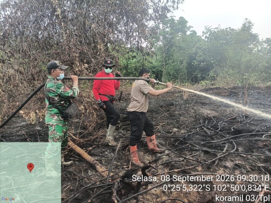 Hari Keenam, Babinsa 03/Tpl : Karhutla Teluk Kiambang 9 Hektare Berhasil Dipadamkan