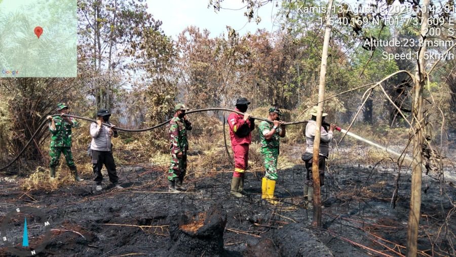 Hari Ketujuh & Kelima Pemadaman Karhutla di Bengkalis, Tim Gabungan Terus Tekan Api di Dua Lokasi