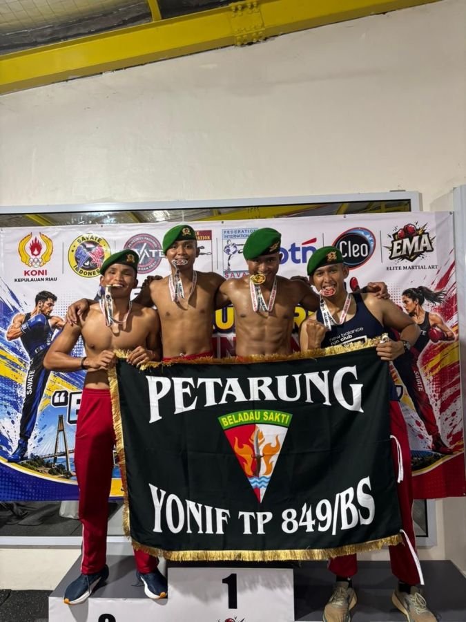 Harumkan Nama Satuan, Prajurit Yonif TP 849/BS Juarai Turnamen Savate Batam