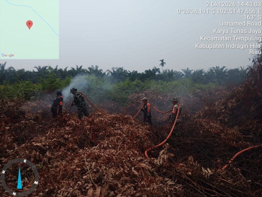 Hektare Padam, Koramil 03/Tpl Dan Tim Gabungan Fokus Dinginkan Sisa Karhutla di Tempuling
