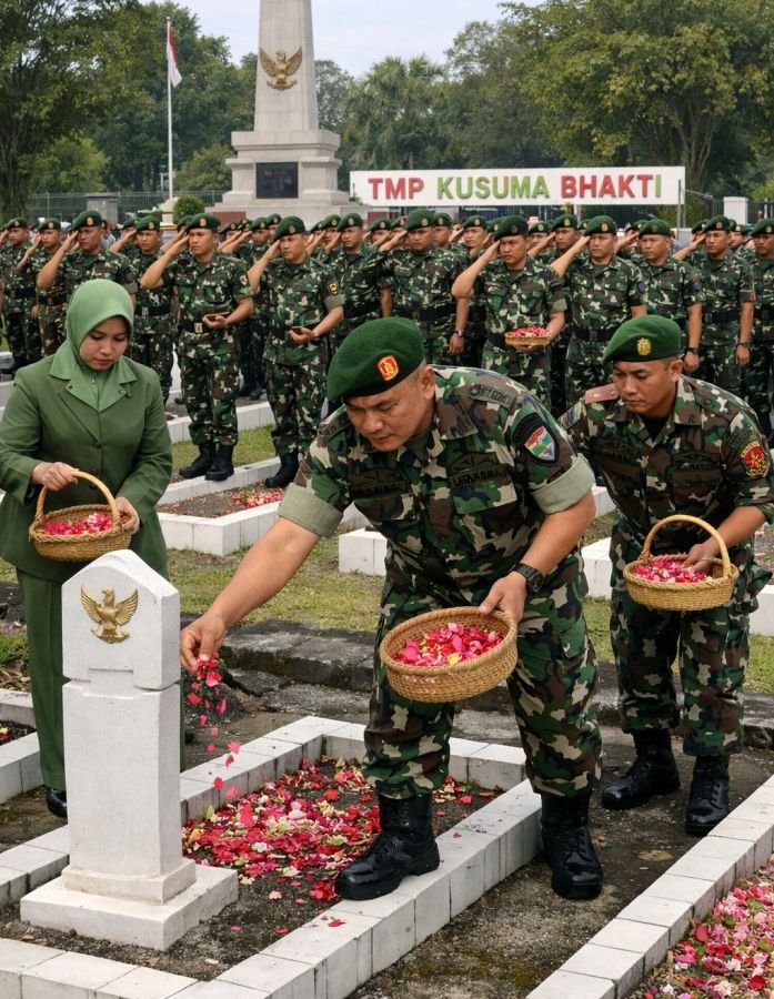 Hormati Jasa Pahlawan, Personel Kodim 0321/Rohil Gelar Ziarah Rombongan di TMP Kusuma Bhakti