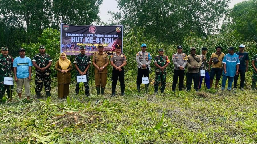 HUT ke-81 TNI, Koramil Kubu dan UPIKA Hijaukan Lingkungan Lewat Gerakan Tanam Pohon