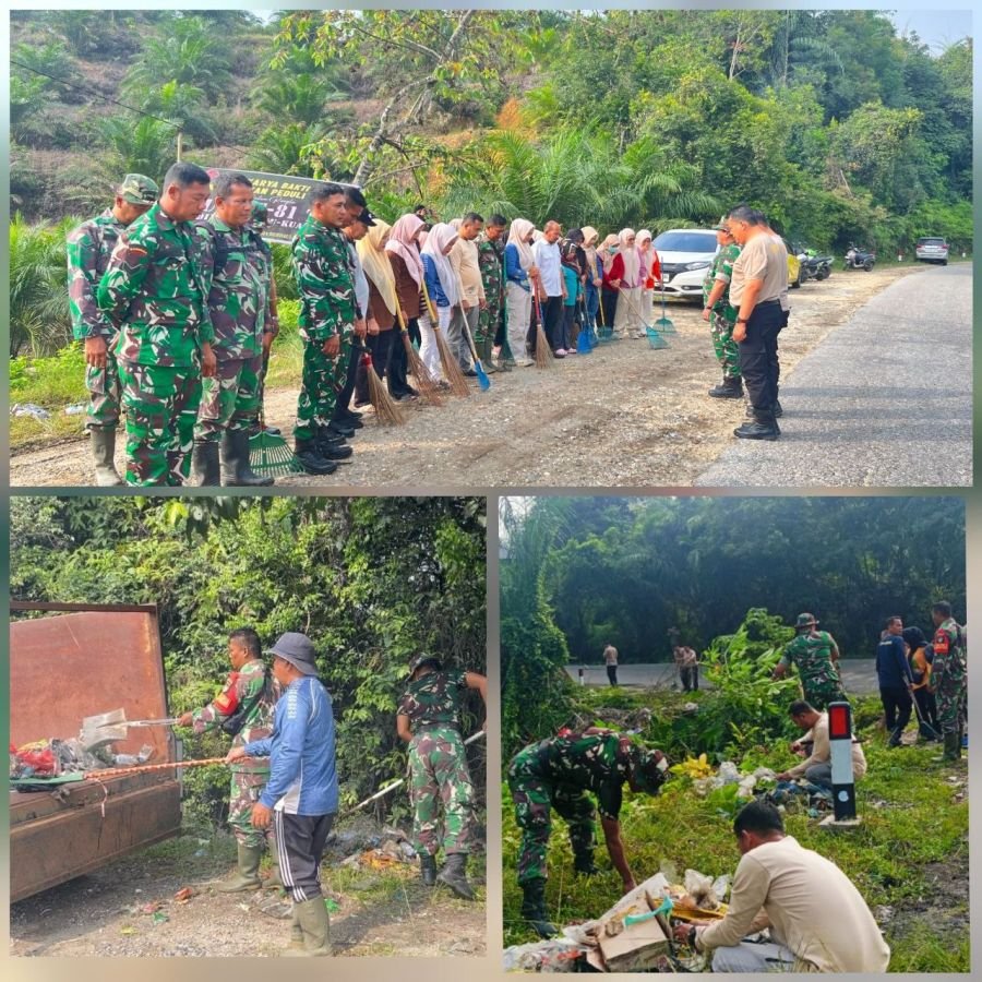 HUT TNI ke-81, Koramil 09/Singingi Gerakkan Aksi Bersih Bukik Cokiak