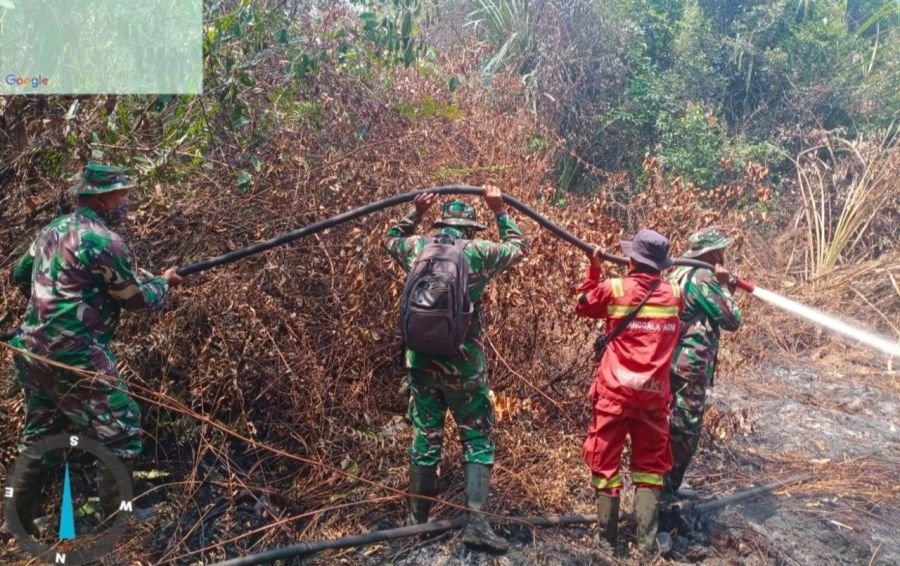 Hutan Dan Lahan Terbakar, Babinsa Koramil 01/Rengat  Tak Tinggal Diam! Bersama Tim Gabungan Perangi