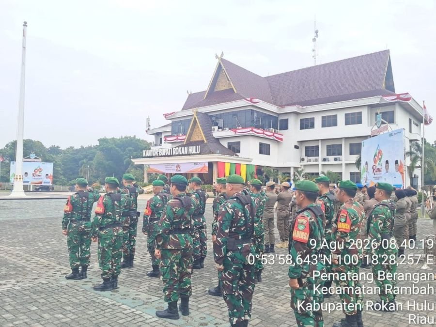 Ikut Berkhidmat, Koramil 08/TDN Hadiri Upacara Hari Jadi Provinsi Riau ke-69 di Rohul