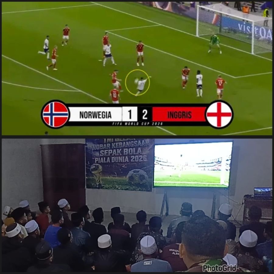 Inggris Taklukkan Norwegia 2-1, Nobar Babinsa Disambut Antusias Warga