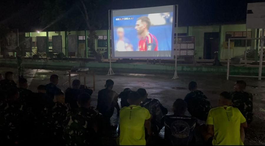 Inggris vs Perancis, Final Piala dunia Perebutan Juara 3 Yonif TP 898/PC Gelar Nobar di Markas