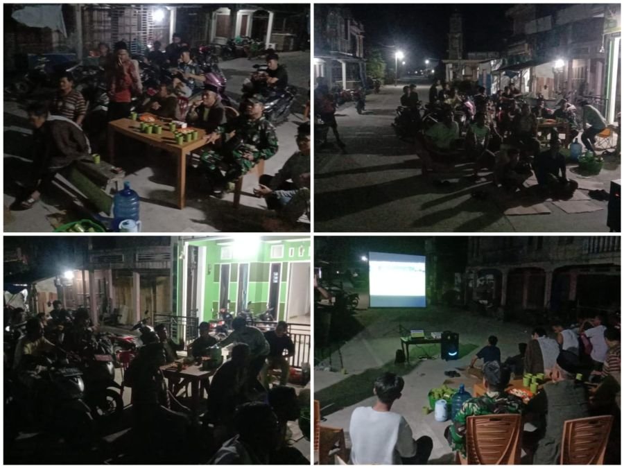 Jaga Keakraban, Babinsa Koramil 07/Reteh Nobar Inggris vs Argentina di Benteng Utara