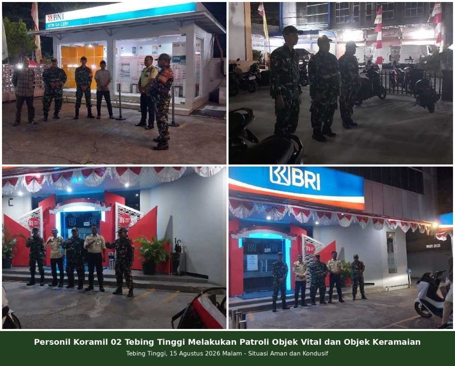 Jaga Keamanan Wilayah, Personel Koramil 02/Tebing Tinggi Patroli Malam Sisir Objek Vital