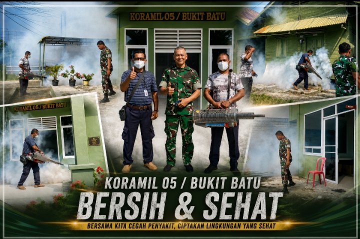 Jaga Kesehatan Personel dan Keluarga, Koramil 05/Bukit Batu Gelar Fogging di Asrama dan Perkantoran